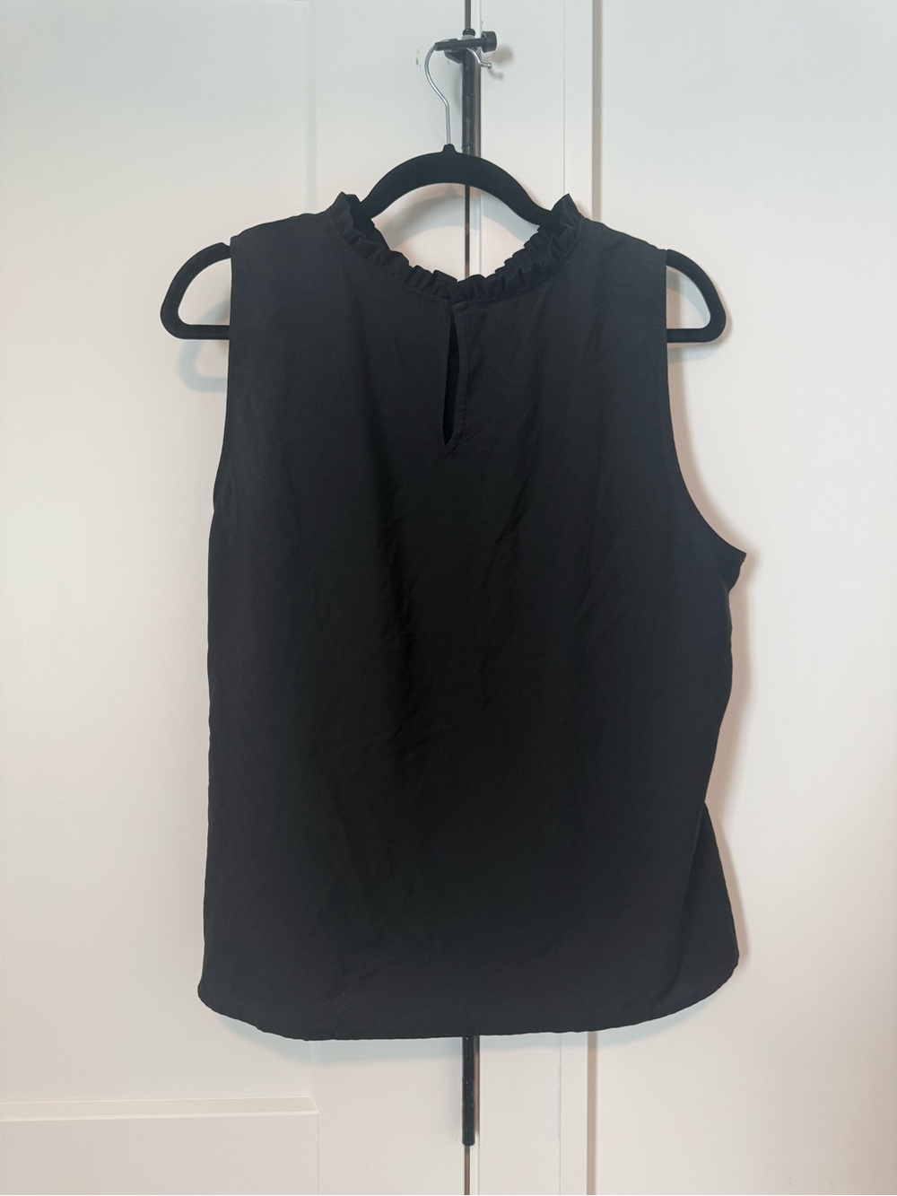J Crew Sleeveless Ruffle-Neck Black Top - Picture 2 of 3